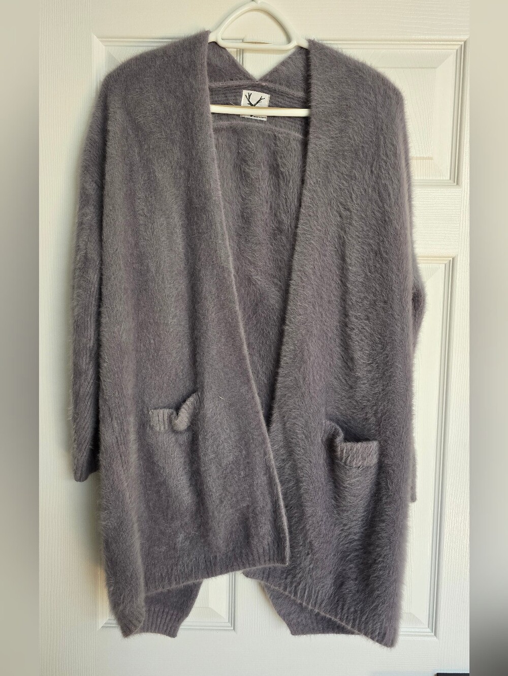New Cozy Open-Front Mohair Blend Spilt back Cardigan in Grey, made in Korea